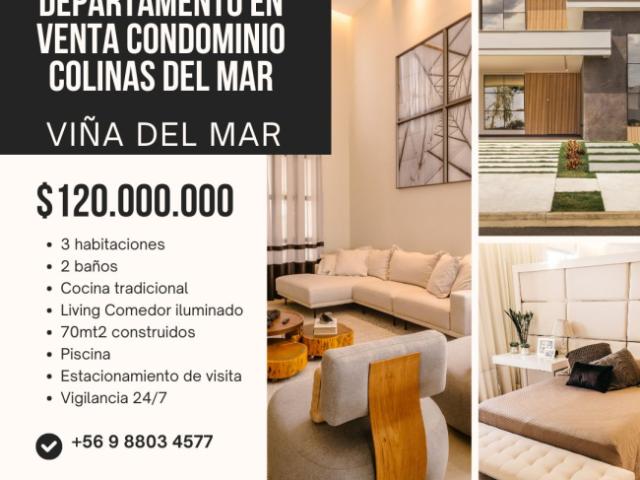 Vendo depto 3d 2b 70mt2 Viña del Mar $12.000.000