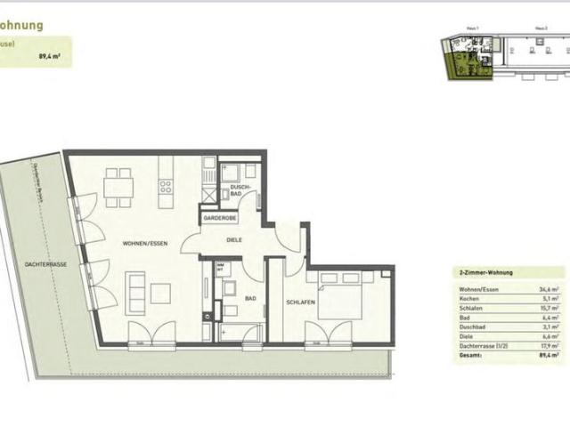 Vermiete Exklusive 2 Zi. 90m² Penthouse Wohnung 2 Bäder Terrasse