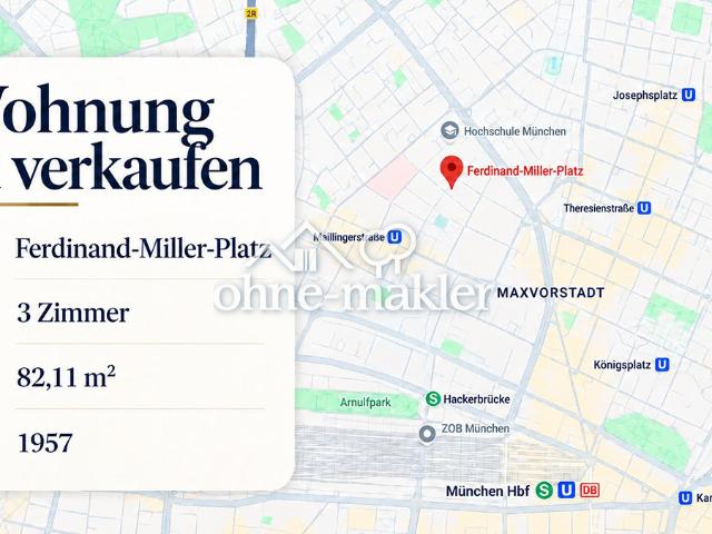 Vermietete 3,5 Zi. Wohnung, 82 m², Maxvorstadt – provisionsfrei vom Eigentümer