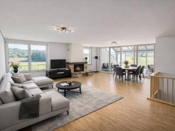 Villa von 165 m² mit eigenständiger Werkstatt 154 m² – Wohnen und Arbeiten – großes Potenzial – Torny FR Seltene Gelegenheit: Villa + unabhängige Werkstatt