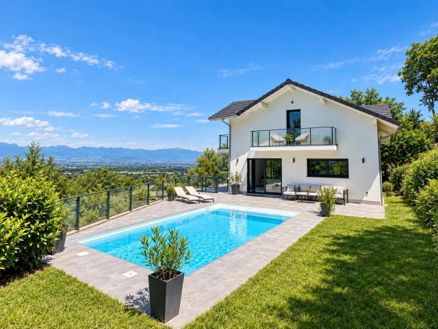 Villa contemporaine 280 m² avec piscine et vue panoramique sur Genève