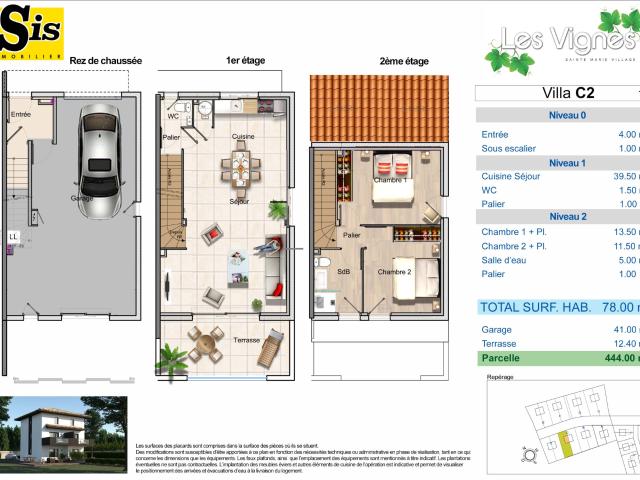 Villa neuve 3 faces, grand garage.