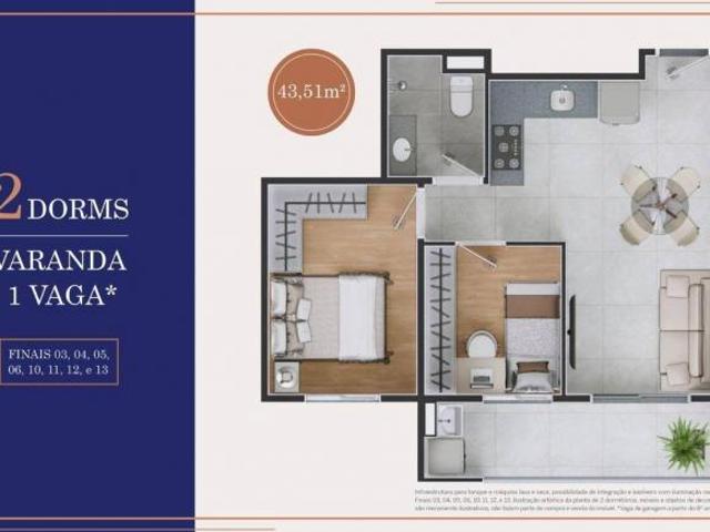 Villagio di Pietro | Construtora AVS | Lançamento | 43 metros | 02 dormitórios | varanda | 01 vaga