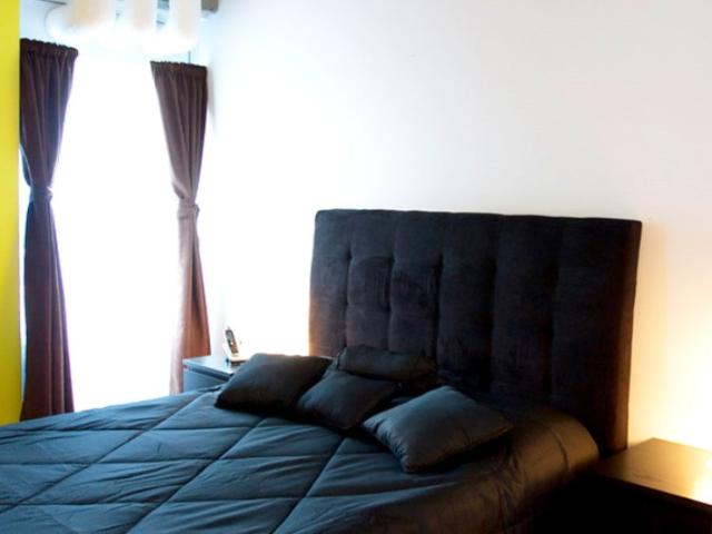 Ville Marie Furnished Condo Rental at Saint Alexandre Lofts Quaint Studio Rental with Funky Green Accent Wall and Efficient Layout