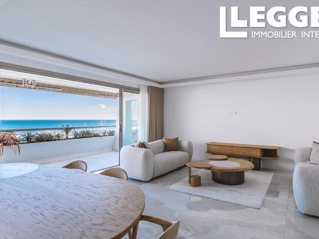 Villeneuve Loubet Marina Baie des Anges. Superbe appartement 3 pièces rénové, vue panoramique