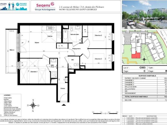 VILLENEUVE ST GEORGES TYPE 4 72,90 m2