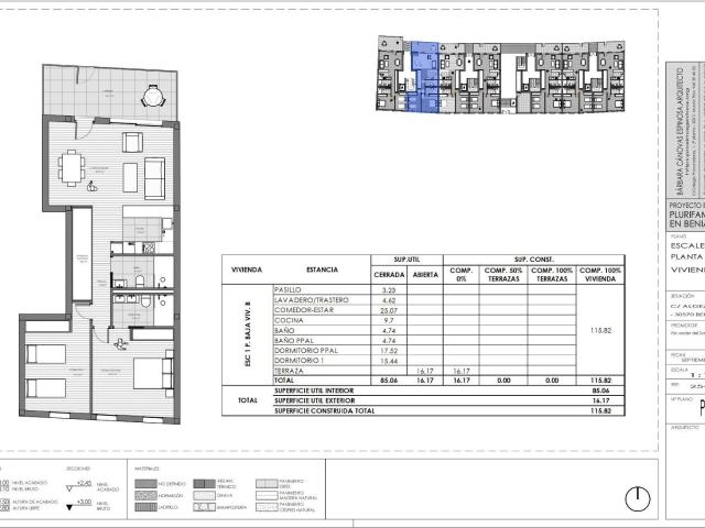 Vivienda Planta Baja tipo B Escalera I con jardines y piscina en zonas comunes, le corresponde una terraza de uso exclusivo de 16,17 m2 dando a la piscina