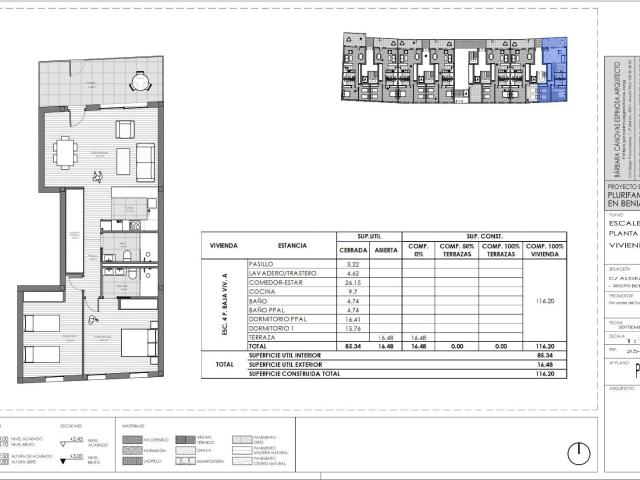 Vivienda Planta Baja tipo B Escalera IV con jardines y piscina en zonas comunes, le corresponde una terraza de uso exclusivo de 16,48 m2 dando a la piscina
