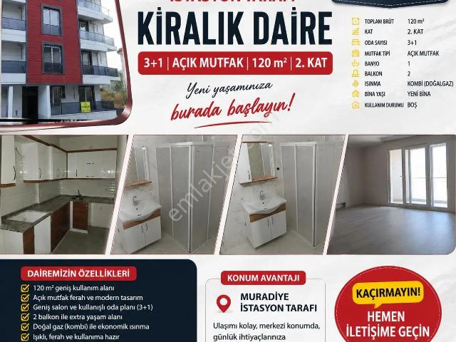 Vizyon Gayrimenkul Den Kiralık Daire 3+1 Muradiye İstasyon Pazar Yerine Yakın