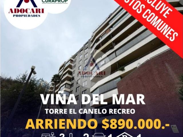 VIÑA DEL MAR RECREO TORRE EL CANELO 4D 3B 1E 1B