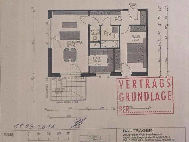 Vollmöblierte 2 Zimmer Wohnung mit Balkon in Wien 1100