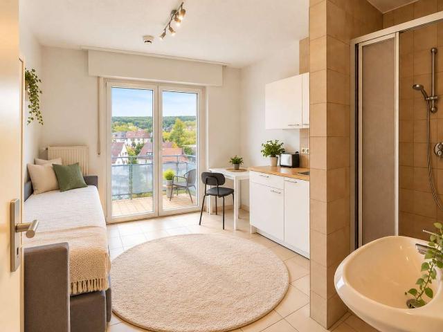 Vollmöbliertes Studioapartment mit Balkon und Aussicht über Stuttgart