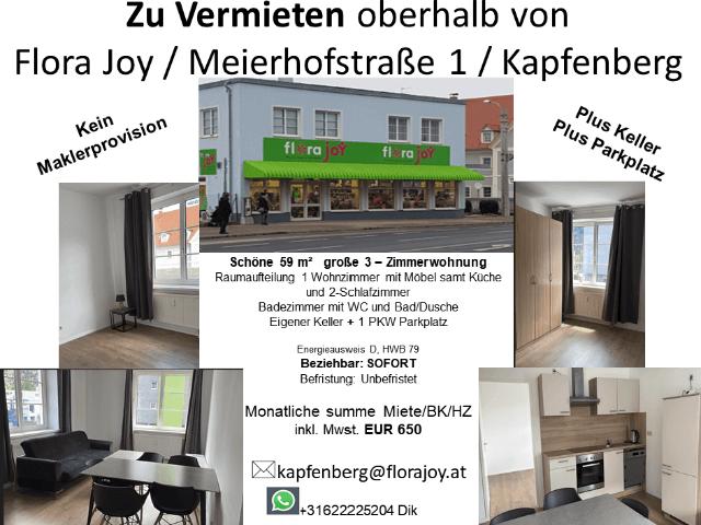 Vollmöblierter Neubau 3 Zimmer 59m² in Kapfenberg