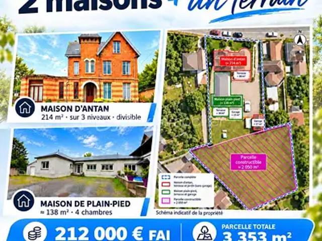 Vouziers 08400 Achat / Vente maison 14 pièces t14 terrasse cave