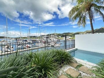 Waterfront ground floor apartment with private garden and plunge pool