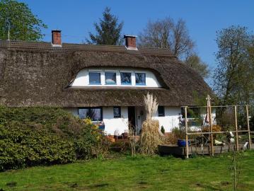Weißes Reetdachhaus Nähe Rastede