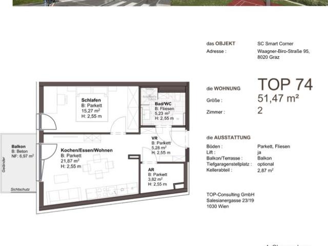 West Side Living Top 74 Erstklassige Neubauwohnung mit Balkon in Top Lage