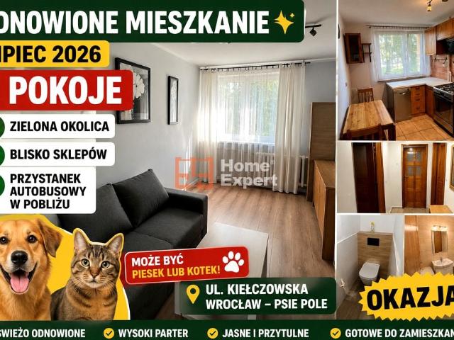 Świeże mieszkanie 2pok ul. Kiełczowska Wrocław, Psie Pole