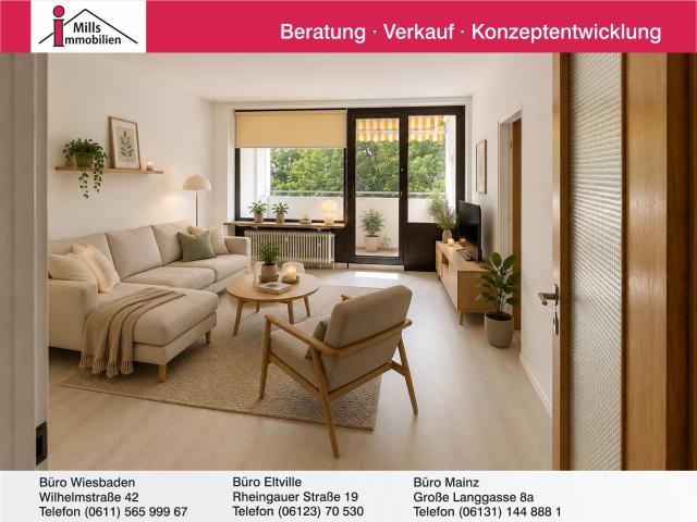 Wiesbaden Delkenheim: Großzügige 2 ZKB mit Wohnküche, Loggia und Aufzug