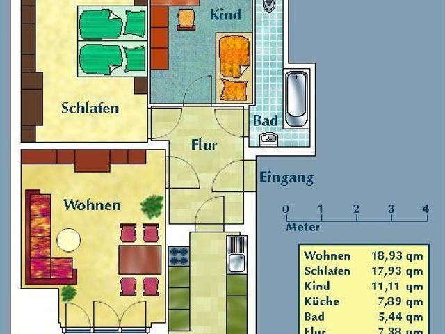 Wohn t raum: weitläufige 3 Zimmer Wohnung