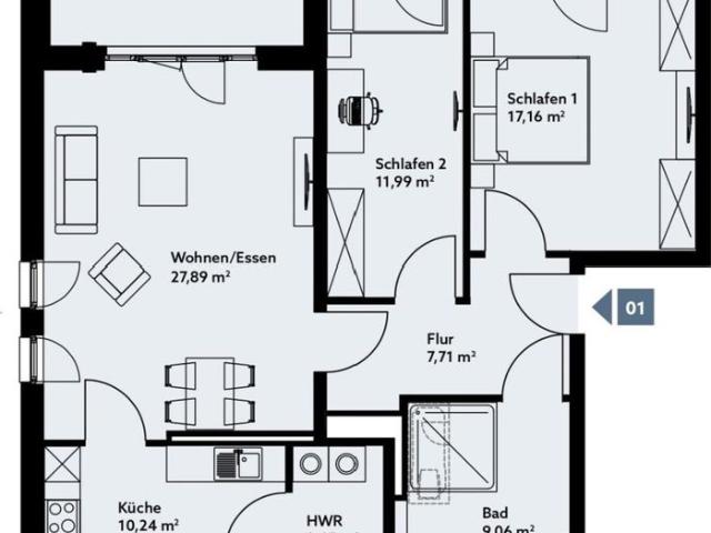 Wohnen an der Kurfürstenallee. Top ausgestattete 3 Zimmerwohnung mit Balkon