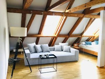 Wohnen auf Zeit Apartment mit offenem Wohnraum und kleiner Galerie möbliert | ruhig | hell | komplett ausgestattet