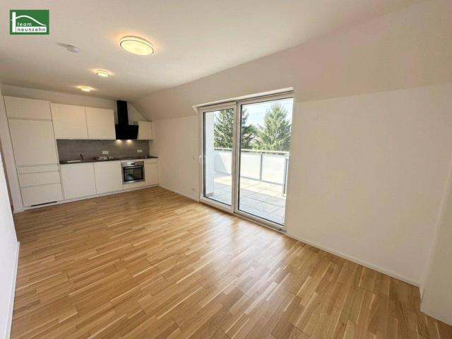 Wohnen im Grünen! Klimatisierte Wohnung mit Weitblick und großer Terrasse in Essling! Lobau und Kirschenallee ums Eck!