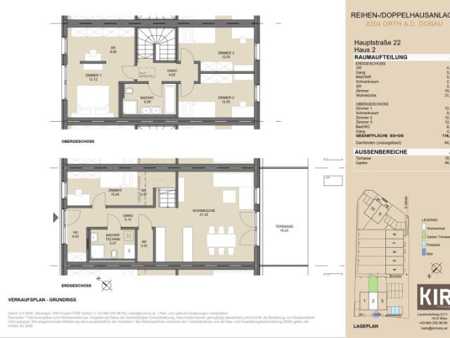 Wohnen in Orth an der Donau Hausreihe mit Garten, 5 Zimmer, 116,28 m², 2 Stellplätze