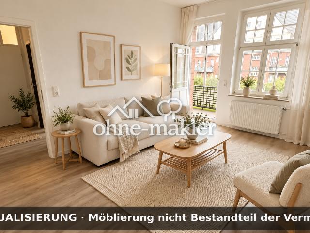 Wohnen mit Grünblick & Geschichte modernisierte 2 Zimmer Wohnung mit Balkon und Uhrenturmblick