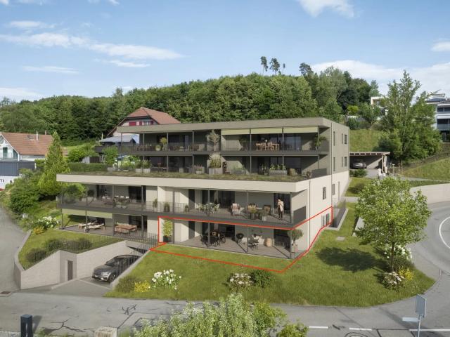 Wohnen mit Weitblick 3.5 Zimmer Erdgeschosswohnung mit Panoramaterrasse