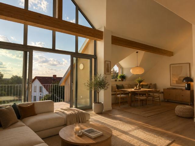 Wohnen mit Wow Effekt: 168 m², Galerie, XXL Fensterfront, 2 Außenbereiche und Fachwerk Charme
