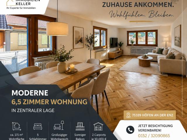 Wohnen wie im eigenen Haus – großzügige 6,5 Zimmer Wohnung in zentraler Lage