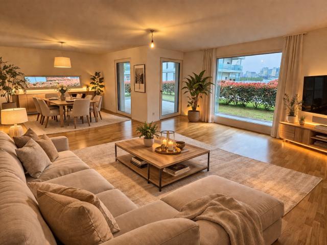 Wohnen wie im eigenen Haus – moderne Gartenwohnung am Altrhein mit Terrasse & Tiefgarage
