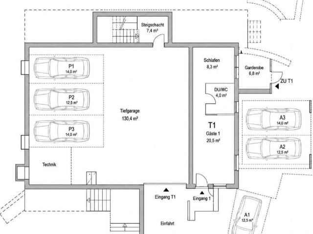 Wohnung mit 130m2 große Garage