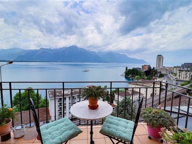Hervorragende bewohnte Lebensrentenwohnung ohne Rentenversicherung Außergewöhnlicher Blick auf den See in Territet VD