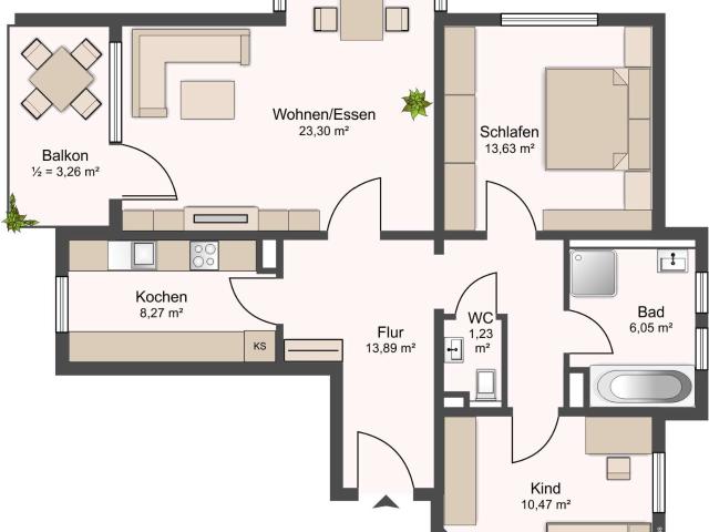 Wohnung zum Kaufen in Backnang 268.000,00 EUR 80 m²