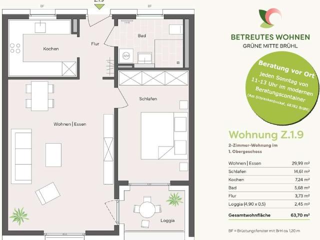 Wohnung zum Kaufen in Brühl 341.600,00 EUR 63.53 m²