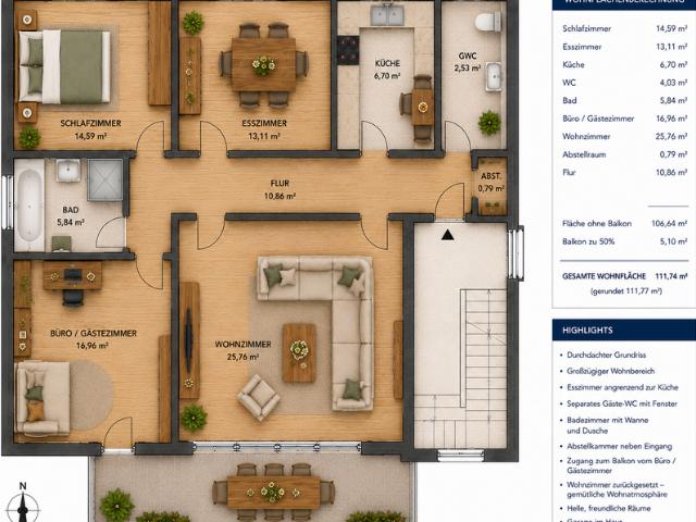 Wohnung zum Kaufen in Kaiserslautern 329.000,00 EUR 111 m²