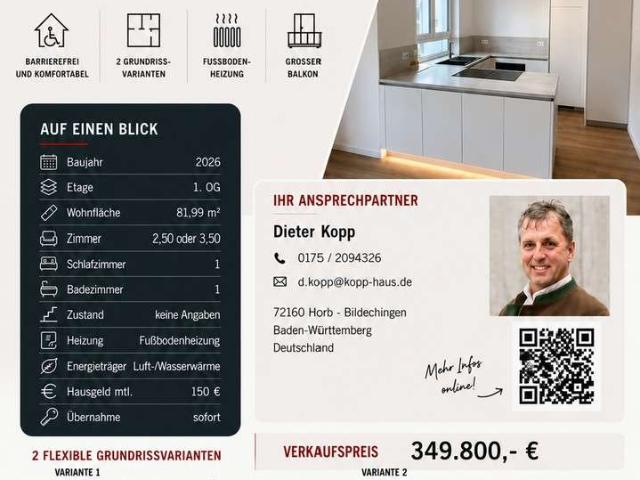 Wohnung zum Kaufen in Horb am Neckar 349.800,00 EUR 81.99 m²