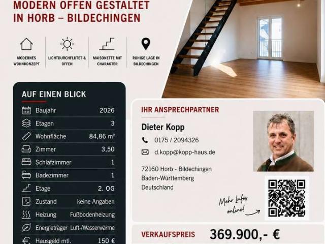 Wohnung zum Kaufen in Horb am Neckar 369.900,00 EUR 84.86 m²