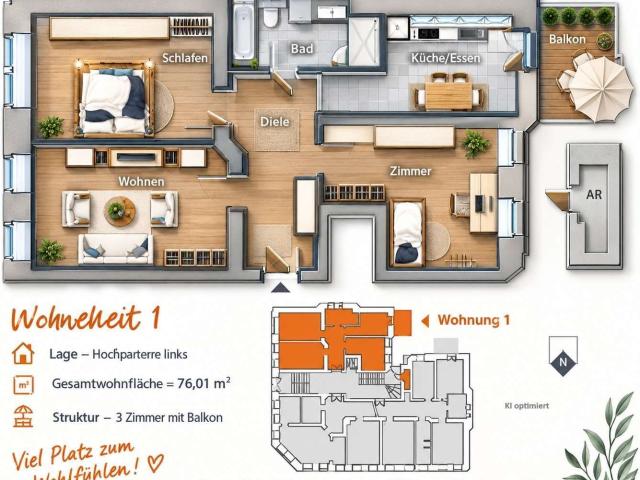 Wohnung zum Kaufen in Leipzig 279.000,00 EUR 76.01 m²