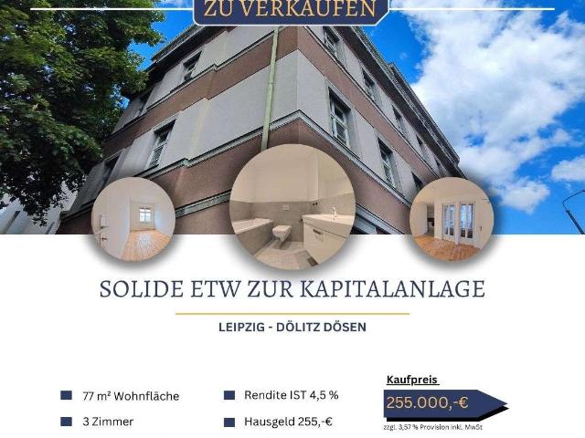 Wohnung zum Kaufen in Leipzig Dölitz Dösen 255.000,00 EUR 76.69 m²
