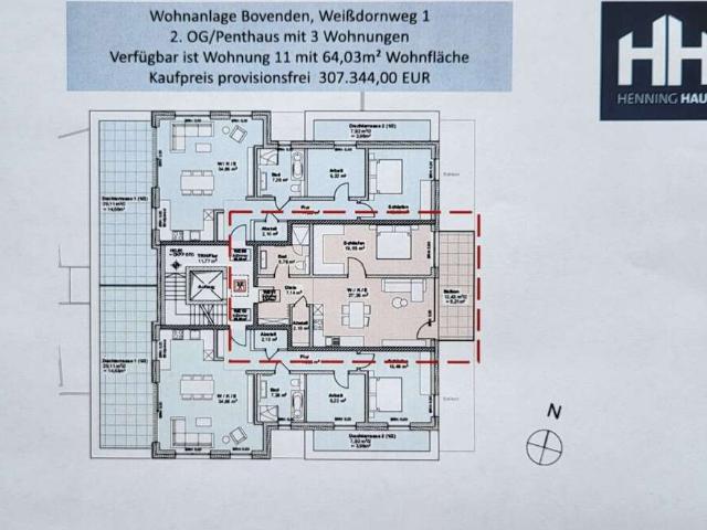 Wohnung zum Kaufen in Niedersachsen Bovenden 307.344,00 EUR 64.03 m²