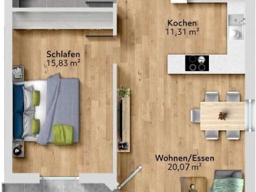 Wohnung zum Kaufen in Weikersheim 269.438,40 EUR 62.37 m²