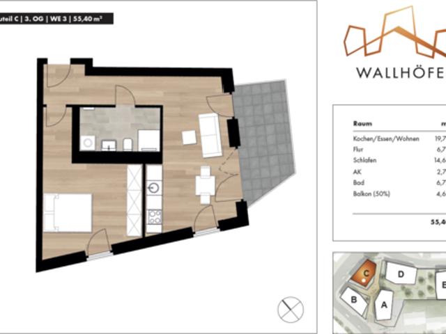 Wohnung zum Mieten in Ratingen 965,00 € 55.4 m²