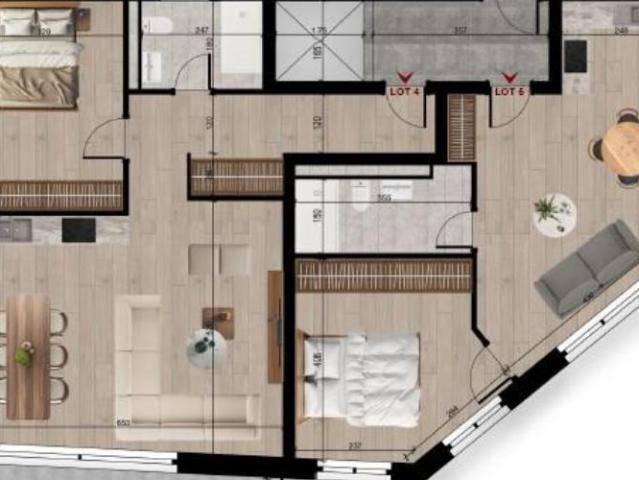 Résidence du Cèdre Los 5: 2.5 Zimmer Wohnung mit Balkon in der obersten Etage