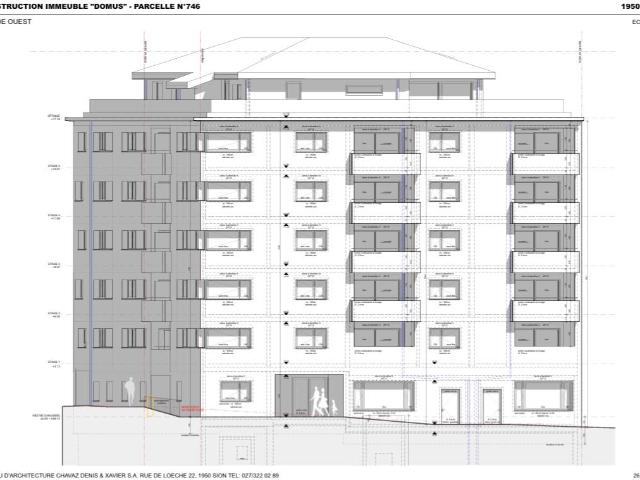 Wohnungsquerung 4,5 Zimmer, 2. Stock im Zentrum der Stadt Sion, nahe dem Bahnhof