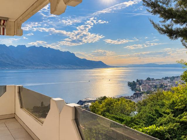 Wunderschöne, komplett renovierte 2.5 zimmerwohnung mit panoramablick auf see & berge mit terrasse & garten inklusive parkplatz