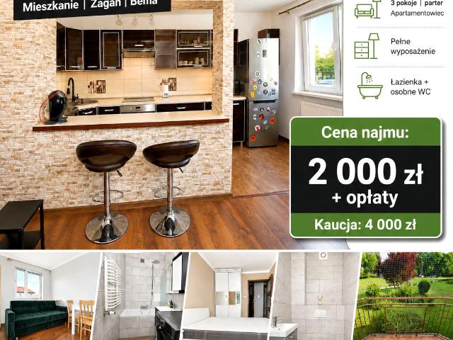 Wynajmę mieszkanie w apartamentowcu m3 z aneksem kuchennym 67 m² ul. Bema, Żagań
