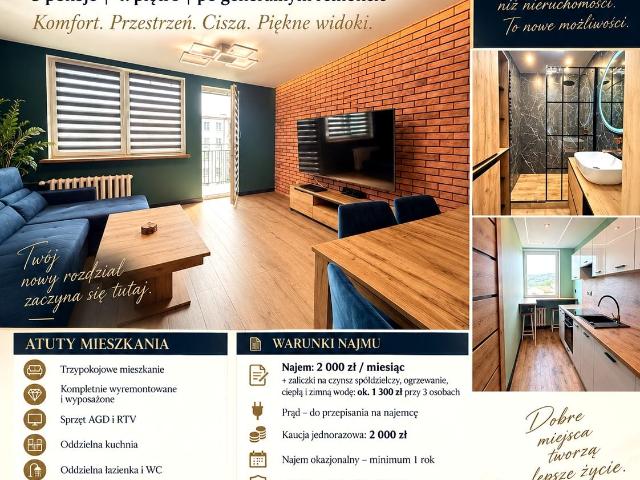 Wynajmę mieszkanie w bloku mieszkalnym m3 z oddzielną kuchnią 59 m² Osiedle Wojska Polskiego, Nowa Ruda